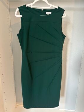 Calvin Klein Emerald Green Sleeveless Sheath Midi Dress